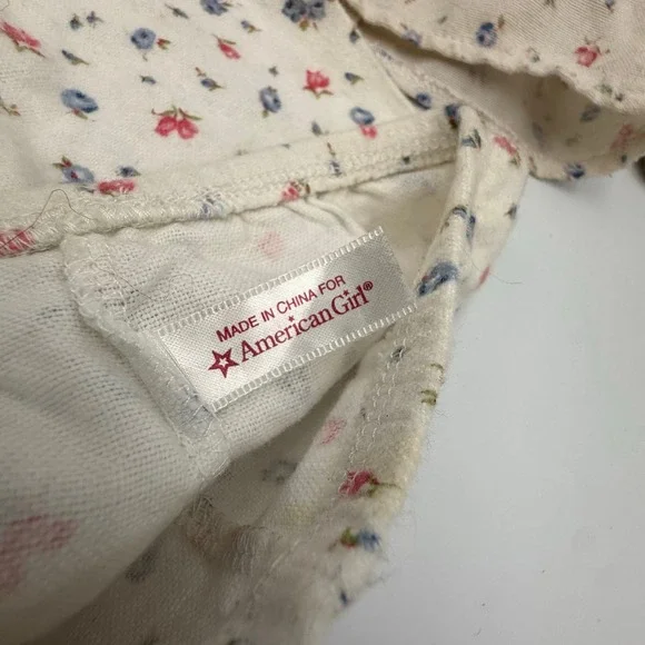 American Girl Doll Floral Pajamas Set Cream Pink Blue Lace Trim Fair Condition - Picture 4 of 8